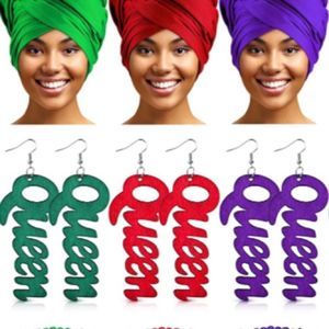 African Head Wraps Solid Turban Jamaican Bracelet Wood Dangle Pierced Earrings​​